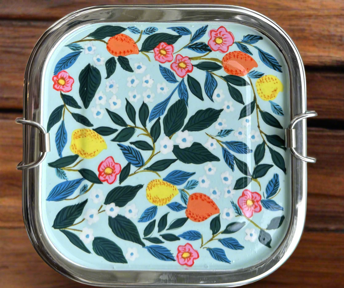 Lemon Skies - Hand Painted Stainless Steel Lunchbox