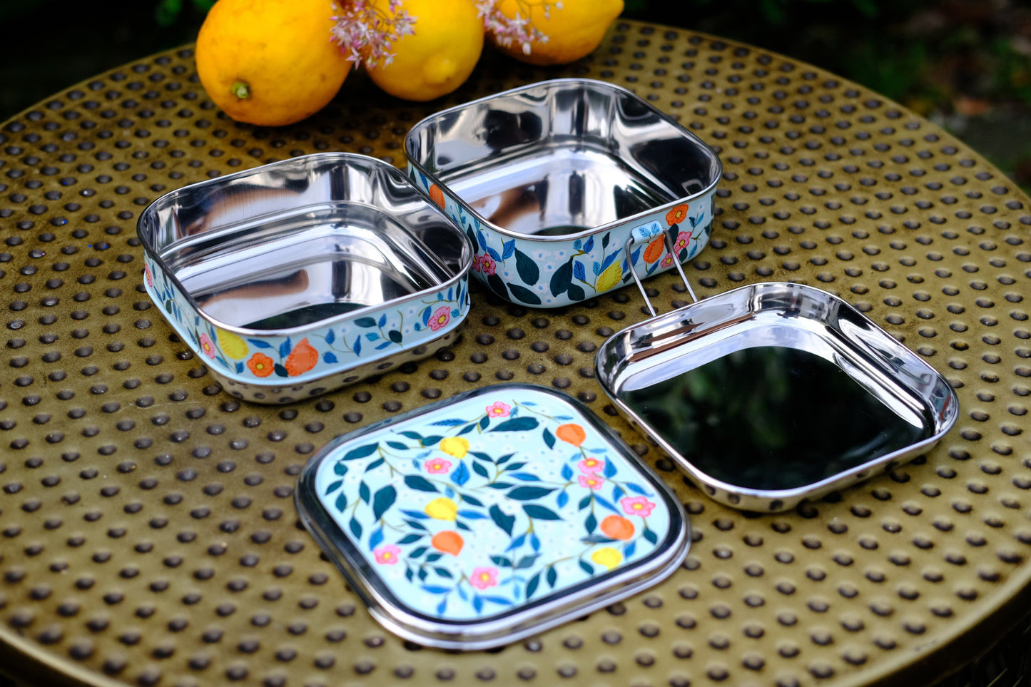 Lemon Skies - Hand Painted Stainless Steel Lunchbox